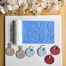 波浪纹、不对称线条、斑马纹、水波纹纹理聚合物粘土擀面杖，聚合物粘土耳环模具，陶瓷手工纹理模具，聚合物粘土手工DIY首饰制作工具，手工耳环模具 - 白色 - 查看 10