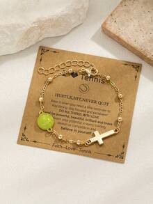 1 szt. Modna minimalistyczna bransoletka o tematyce sportowej, odpowiednia dla fanów piłki nożnej, koszykówki, siatkówki i tenisa, prezent dla miłośników sportu unisex na urodziny i święta - Wielokolorowe - Zobacz 21