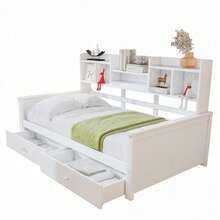 Kids Bed Frames, Headboards & Footboards - White + Wood + 90cm*200cm-1 - View 7