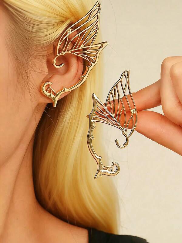 2pcs Butterfly Fairy Ear Accessories, Suitable For Dancing, Daily Gatherings And Festivals. Can Be Used For Halloween, Music Festivals Or Cosplay. Suitable For Girls And Women.