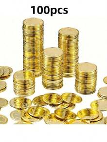 50 件塑料海盗硬币寻宝假金币派对礼品海盗冒险主题派对用品，圣诞礼物 - 彩色 - 查看 27