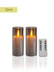 2/3/5件組 無焰蠟燭 附定時器與遙控器，LED 無煙無味電池供電，適用於生日、婚禮、聖誕節、萬聖節、情人節、派對 - 深灰色 - 查看 14