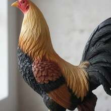 Escultura de gallo giro de pelea. figura de resina. crema. - 1PC - Ver 2