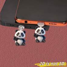 Tapón antipolvo a prueba de golpes con diseño de panda 2D, exquisito y compacto que protege eficazmente los puertos del teléfono del polvo, compatible con teléfonos iOS y Android. Tapón antipolvo, tapón antipolvo para auriculares, cubierta antipolvo para el puerto del teléfono, un regalo ideal para la madre, la familia, los amigos, el cumpleaños, las vacaciones, la primavera, la fiesta de cumpleaños - Multicolor - Ver 5