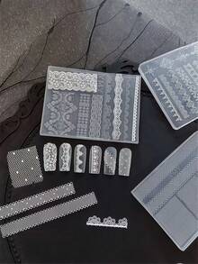 Lace Embossed Floral Bowknot High Transparency 3D Embossed Creative DIY Silicone Nail Art Mold - Clear - View 9