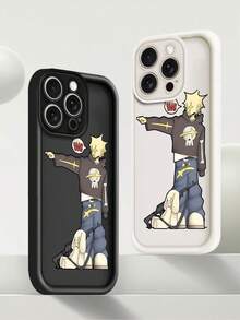 Funda protectora con ranuras profundas para iPhone 15 Pro Max, 16 Pro Max, 11, 12, 13, 14 Pro Max, 14 Plus, 15 Plus y 16 Plus; recortes de silicona suave para proteger la cámara; diseño de niño de dibujos animados - Burdeos - Ver 1
