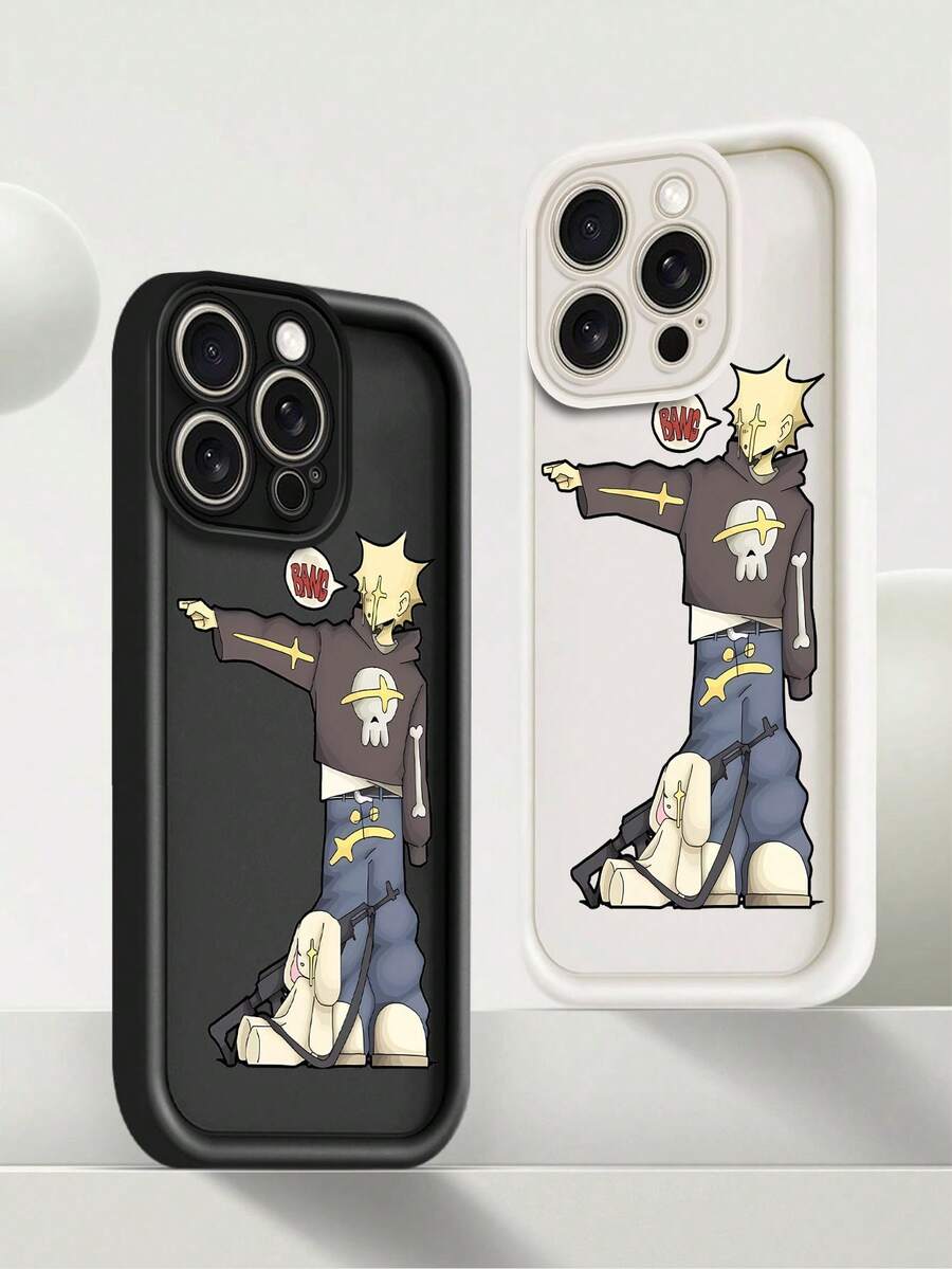 Funda protectora con ranuras profundas para iPhone 15 Pro Max, 16 Pro Max, 11, 12, 13, 14 Pro Max, 14 Plus, 15 Plus y 16 Plus; recortes de silicona suave para proteger la cámara; diseño de niño de dibujos animados - Burdeos - Ver 1