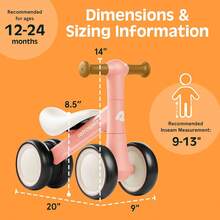 ¡Recomendado! Bicicleta de equilibrio para bebés Retrospec Cricket 2 con 4 ruedas - Juguete de aprendizaje  para edades de 12 a 24 meses - Juguete para niños pequeños resistente a los arañazos para uso en interiores y exteriores con límite de dirección y agarres suaves - ¡Producto estrella de la temporada! - Blue Ridge - Ver 3