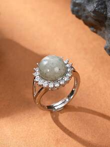 1 chiếc nhẫn hở bằng đá pha lê tự nhiên, thích hợp cho nữ đeo hàng ngày. - Nhiều màu - Xem 10