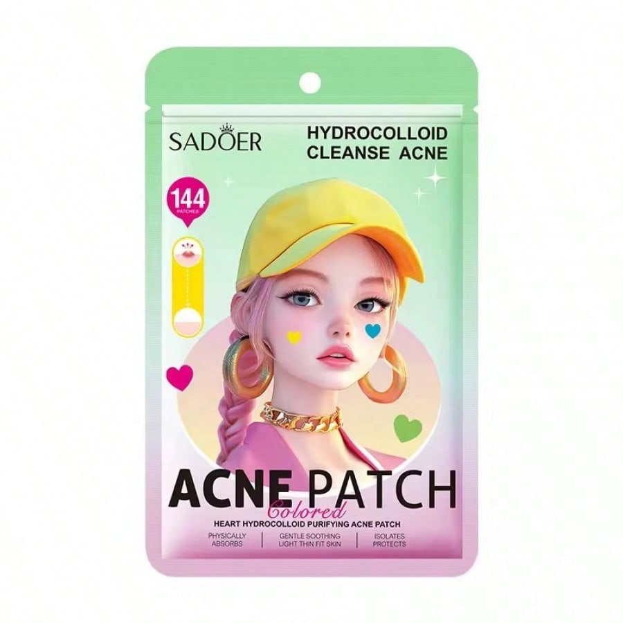 144 Parches para Acné Hidrocoloide en Forma de Corazón - Tratamiento para Granos y Espinillas - Invisible e Impermeable 
