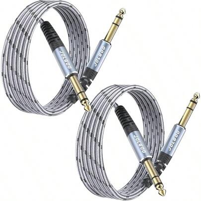 1/4 Inch TRS Instrument 6.6ft 2 - Pack, 1/4 Guitar Cable, 6.35 Balanced Interconnect Line Guitar, Bass, Keyboard, Mixer, Amplifier, Speaker, Electric Mandolin, Pro Audio