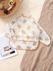 1pc Waterproof Baby Bib, Infant Toddler Feeding Apron With Large Pocket, Polyester One-Piece Smock Suitable For 6-36 Months, For Feeding And Painting - Multicolor - View 18