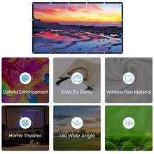 Projector Screen 72/84/100/120/150 Inch, Movie Projector Screen 16:9 Foldable And Portable Anti-Crease Indoor Outdoor Projection Double Sided Video Projector Screen For Home, Party, Office, Classroom - Black and White - View 9