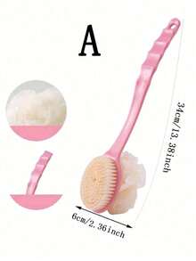 1个二合一长柄沐浴刷，带丝瓜络，软毛按摩沐浴刷，去角质磨砂刷 - 多色 - 查看 5