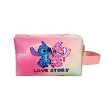 Lilo & Stitch Pochette de rangement portable mignonne - Sac cosmétique en cuir PU élégant pour femmes - Étui multifonction zippé de haute qualité - Parfait pour le maquillage de voyage, les petits articles de toilette et le rangement des accessoires. - Multicolore - Voir 13
