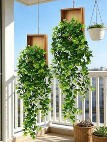 3 piezas de 76 cm de Hiedra Artificial - Hojas de Plantas Falsas Realistas para Decoración Interior y Exterior, Sin Maceta Necesaria, Fácil de Dar Forma y Colgar, Excelente para Bodas, Fiestas, Decoración del Hogar - Verde - Ver 6