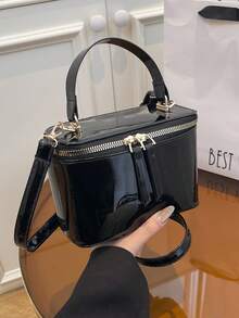 2026 Retro Niche Handheld Box Bag, European And American Fashion Commuter Shoulder Crossbody Square Bag - Black - View 1
