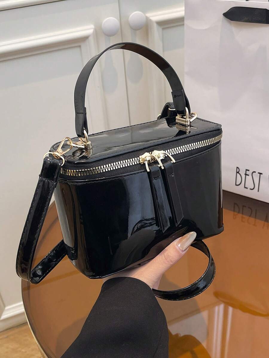 2026 Retro Niche Handheld Box Bag, European And American Fashion Commuter Shoulder Crossbody Square Bag - Black - View 1