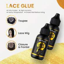 2 Bottle Front Lace Wig Glue Waterproof Extra Strong Hair Glue Adhesives Strong Bond Hold Lace Wig Hair System Glue 38ml Hair Glue - 38ml - View 4