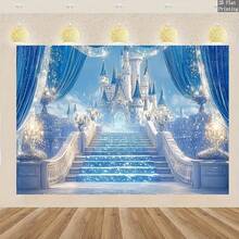 1 Piece Of Dreamy Blue Castle Landscape Tapestry And Background Cloth, Used For Photography Studio Props, Birthday Parties, Outdoor Celebration Decorations, Wedding Decorations, Beaches, Festival Decorations, Multi-Functional Indoor And Outdoor Party Decorations, With Tapestry Clips - Nhiều màu 3 - Xem 3