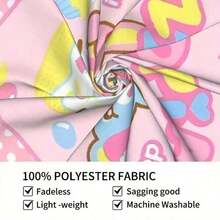 Cute  Piano Tapestry - Whimsical Pink Heart-Shaped Design, Adorable Rabbit And Bear Illustrations, Lightweight Polyester Fabric, Perfect For Bedroom And Living Room Decoration, Suitable For Both Indoor And Outdoor Use. Bedroom Wall Art, Fun Room Decoration, Durable Wall Fabric, Cute Room Decoration - A - Xem 6