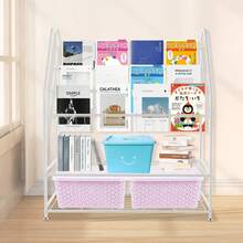 SENDERPICK Large BookcaseLarge Capacity Books Toys Organizer Modern Bookshelf - 白色 - 查看 9