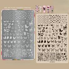 美甲印花板套装，含底板，图案包括蝴蝶结、花朵、蕾丝和格子 - 美甲印花板，美甲工具 - 彩色 - 查看 4