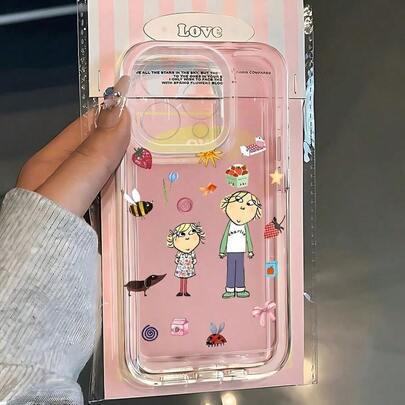 Funda para Teléfono - Funda para Teléfono Temática de C-Charlie y Lola Compatible con Modelos de  17, 16E, 16, 15, 14, 13, 12, 11 Pro Max, Mini, Air, XR, XS, X, 7, 8 Plus, Hecha de Material TPU Suave Transparente. funda para iphone 17 pro max