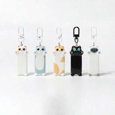 1pc Cute Cartoon Hugging Cat Keychain Pendant, Adorable Charm For Backpack, Versatile Small Accessory