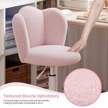 Office Desk Chair, Height Adjustable Swivel Vanity Chair With Thickened Cushion For Home Office Bedroom Dressing Room Study - Lambswool - Pink - View 7