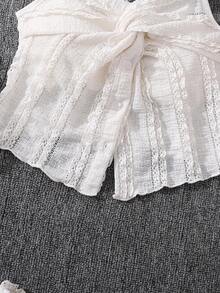 Left Mama Tween Girls' Sweet Versatile White Camisole Top And Ruffled Skirt Set, Suitable For Beach, Vacation And Travel In Summer - White - View 6