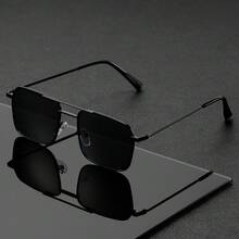 Retro Square Frame Men's Glasses, Slim Temples, Suitable For Business, Casual And Urban Commute - Multicolor - View 2