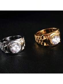 1枚男士时尚奢华创意锆石铜戒指，婚礼订婚派对珠宝礼品 - 戒指 - 查看 21