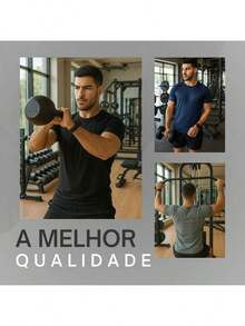 Kit 5 Camiseta Masculina Dry Fit Academia Treino Corrida Ciclismo Básica Blusa Lisa Camisa Malhar Dia A Dia - Azul Marinho - Visão 7