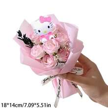 三丽鸥仿真玫瑰花束，Hello Kitty桌面装饰假花，无需浇水，易于养护，Hello Kitty新娘捧花，适用于婚礼摄影，可重复使用，适合圣诞节、情人节、母亲节等节日。 - 彩色 - 查看 11