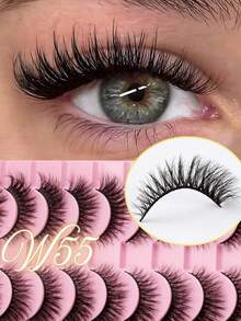 10 Pairs 3D Delicate False Eyelashes, Fluffy And Lightweight, Imitating Cat Eye, Suitable For Parties, Daily Makeup, Natural Anime Style - Fluffy Lashes - View 3