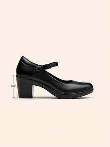 Women's Chunky Low Block Heels Pumps Round Toe Comfortable Elegant Solid Color Shoes For Dating Or Vacation - 黑色 - 查看 6