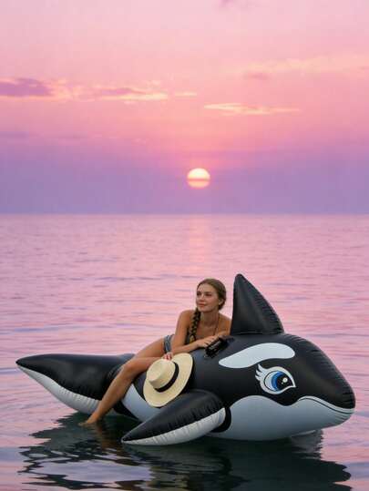 1pc Inflatable Crocodile Shaped Device, Inflatable Crocodile Water Floating Device, Inflatable Crocodile Floating Pool Float, PVC Inflatable Crocodile Surfboard Floating Raft, Suitable For Adult Family Entertainment, Outdoor Recreation, Summer Party, Beach, Lake, Water, Swimming Pool Floating, Summer Water Recreation, Suitable For Swimming Pool Party, Vacation, Summer.