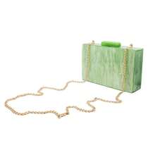 Emerald Acrylic Evening Clutch Purse For Women Glitter Marble Handbag Purse Wedding Party Shoulder Crossbody Bag Green - 薄荷綠 - 查看 6