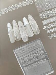 Lace Embossed Floral Bowknot High Transparency 3D Embossed Creative DIY Silicone Nail Art Mold - Clear - View 4