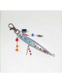 Funny Creative Ding-Dang Fish Keychain Pendant For Pencil Lure Fishing Bag Decoration Accessories HPZ9 BUOA 3RET - 藍粉銀魚掛件 - 查看 6