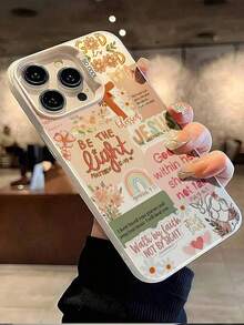 1pc Vintage Newspaper Patchwork Jesus God Slogan Floral Smiling Face Pattern Airbag Anti-Slip Soft Phone Case Compatible With Iphone 11/12/13/14/15/16 Pro Max Waterproof Shockproof Anti-Fall Scratch Resistant - Style 9 (1 Piece) - View 3