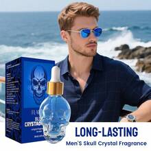 FLATPEA 2pcs Men's Skull Fragrance Set, 30ml, Includes Azure Fragrance And Ocean Breeze Scent, Alcohol-Free, Long-Lasting Fresh & Natural Aroma, Fashionable & Elegant Design, Suitable For Whole Body, Versatile For Various Occasions, Can Be Used Together, Ideal Gift For Holidays And Parties - Skull Perfume Oil - View 1