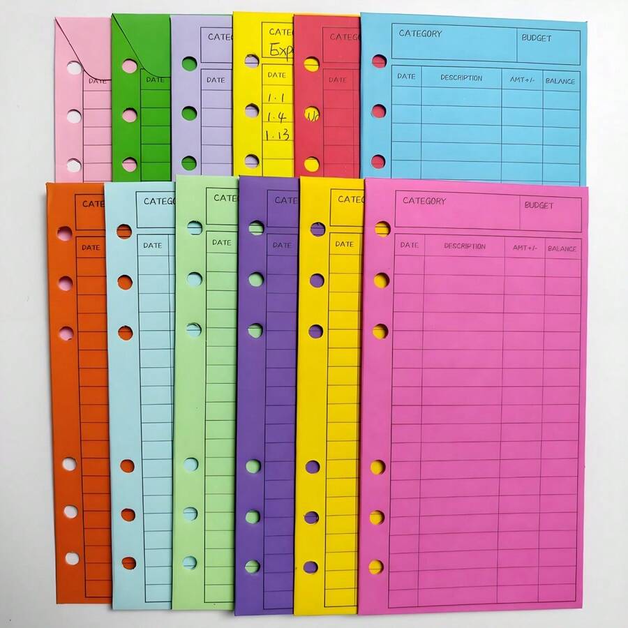 Compact A6 Binder With Dual Clips And Included Budget Envelopes - Perfect For Budgeting, Income Tracking, Savings Challenges | Desktop Organizer To Keep Finances, Receipts And Documents Tidy - Multicolor - View 1