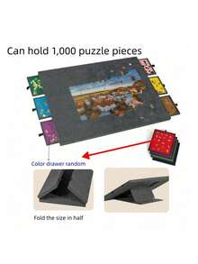 1000 Piece Tilted Jigsaw Puzzle Board With 2-In-1 Puzzle Stand And Cover, Lightweight Puzzle Board With 6 Drawers, Portable Felt Puzzle Table, Suitable For Adults - Deep Grey - Dark Grey - View 6
