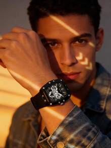 Guess Phoenix Multi-Function Men's Quartz Watch, Yellow Silicone Strap, Black Dial, Suitable For Casual & Sports Style, Fashionable Men's Gift GW0203G3 - Red - View 3