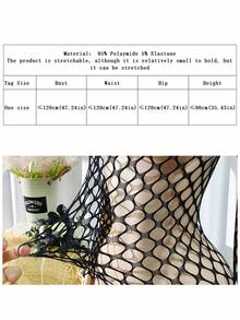 1 bộ jumpsuit lưới xuyên thấu gợi cảm, thích hợp cho các lễ hội âm nhạc, mặc không cần đồ lót, đồ bơi nữ - màu đen - Xem 6