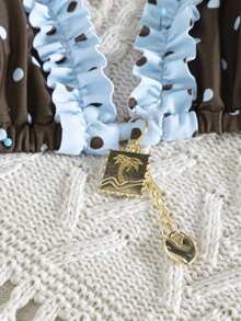 wohenmeili 2026 波点印花荷叶边比基尼套装，度假沙滩 - 棕底藍點+藍棕點邊 - 查看 2