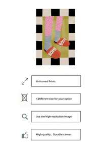 1pc Frameless Home Decor Wall Art, Cozy Slipper Illustration For Living Room Bedroom, Fashionable Interior Poster Canvas Print For Room Decor, Dorm Essentials, Birthday Gift And Party Decoration, Aesthetic Room Decor, Prints For Wall, College Dorm Room Essentials, Home Decoration, Unique Housewarming Gift Idea. - Cartoon - View 5