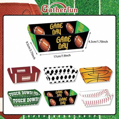 12个装美式橄榄球主题派对炸鸡薯条纸盒，足球世界杯纸船盒，汉堡小吃纸盒